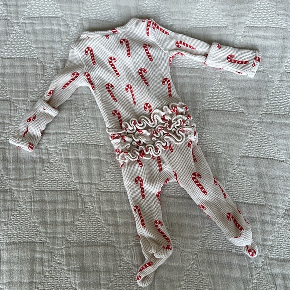 Spearmint Love Candy Cane Waffle Footie - Picture 3 of 5